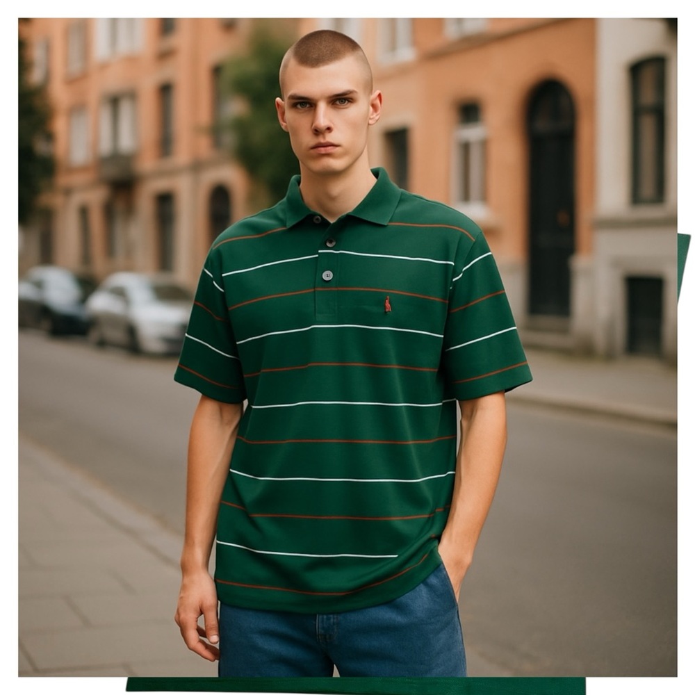 Polo by Ralph Lauren Green and White Striped Polo Shirt